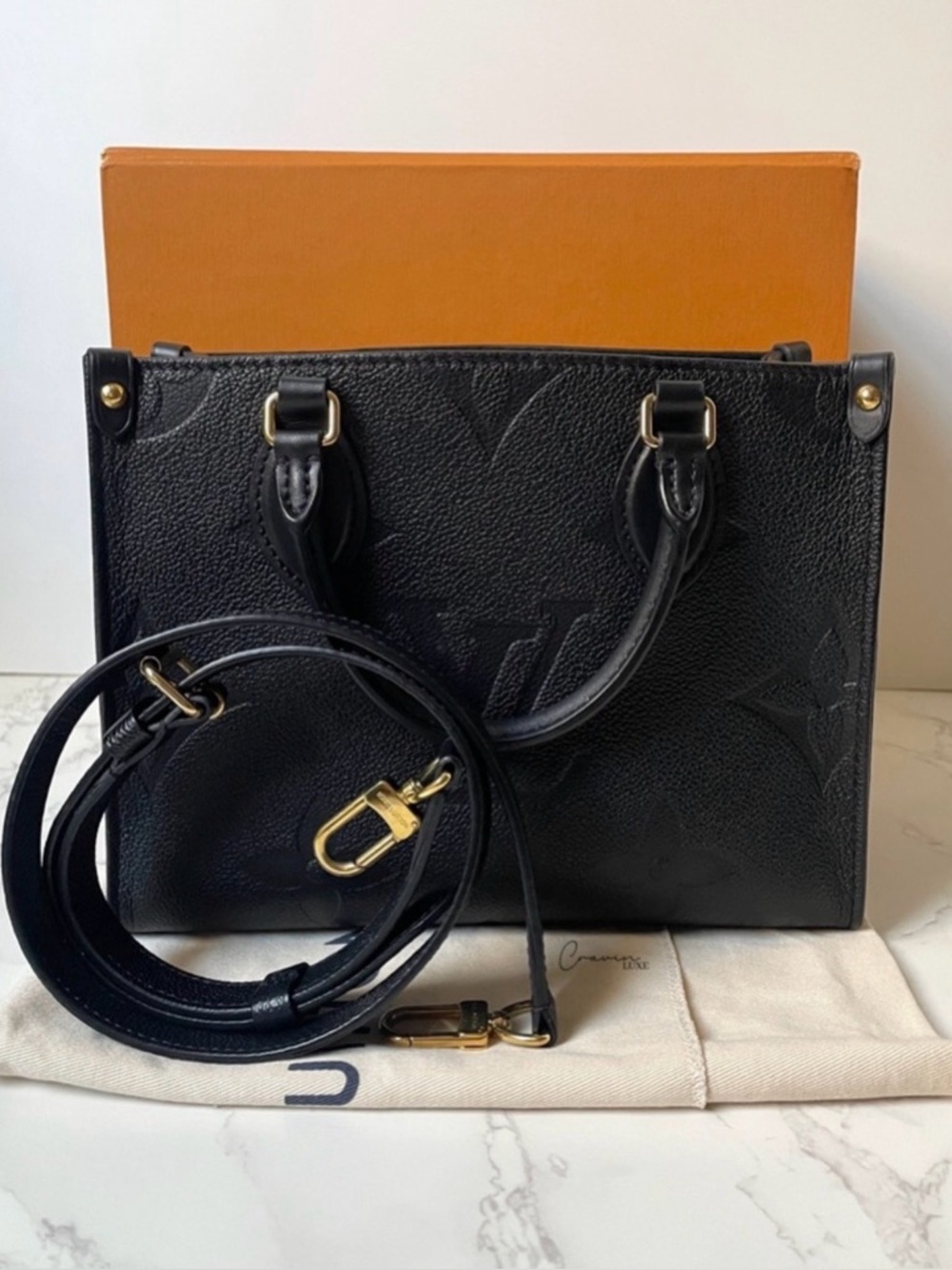 Louis Vuitton OnTheGo PM Tote Empreinte Black Handbag